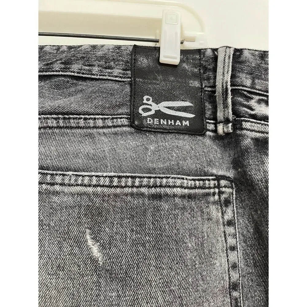 Denham Razor Slim Fit Grey Distressed Jeans Button Fly Mens 36x31